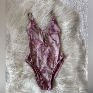 Women's Swim Systems Mauve Tie-Dye One-Piece Swimsuit with Front Keyhole